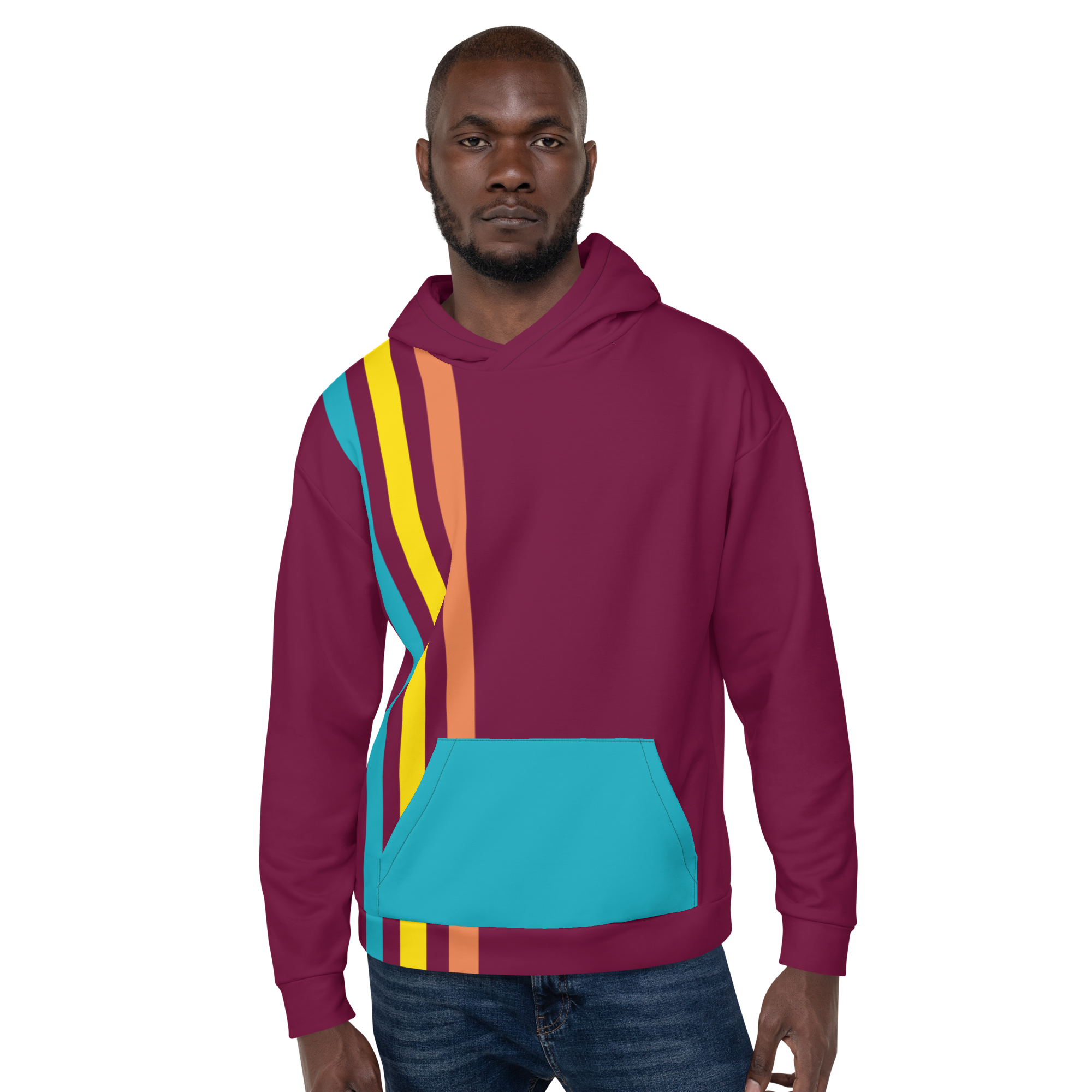 Multi-Color Hoodie, Wine Stripe | Pastiche Streetwear